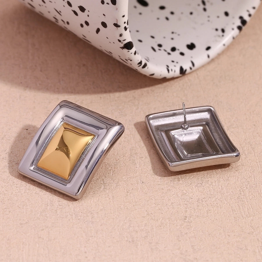 1 Pair Simple Style Classic Style Solid Color Plating 304 Stainless Steel 18K Gold Plated Ear Studs