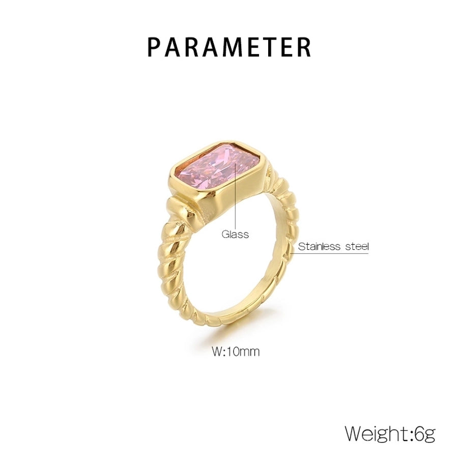 Jewelry Vintage Style Simple Style Commute Square 304 Stainless Steel 18K Gold Plated Rings