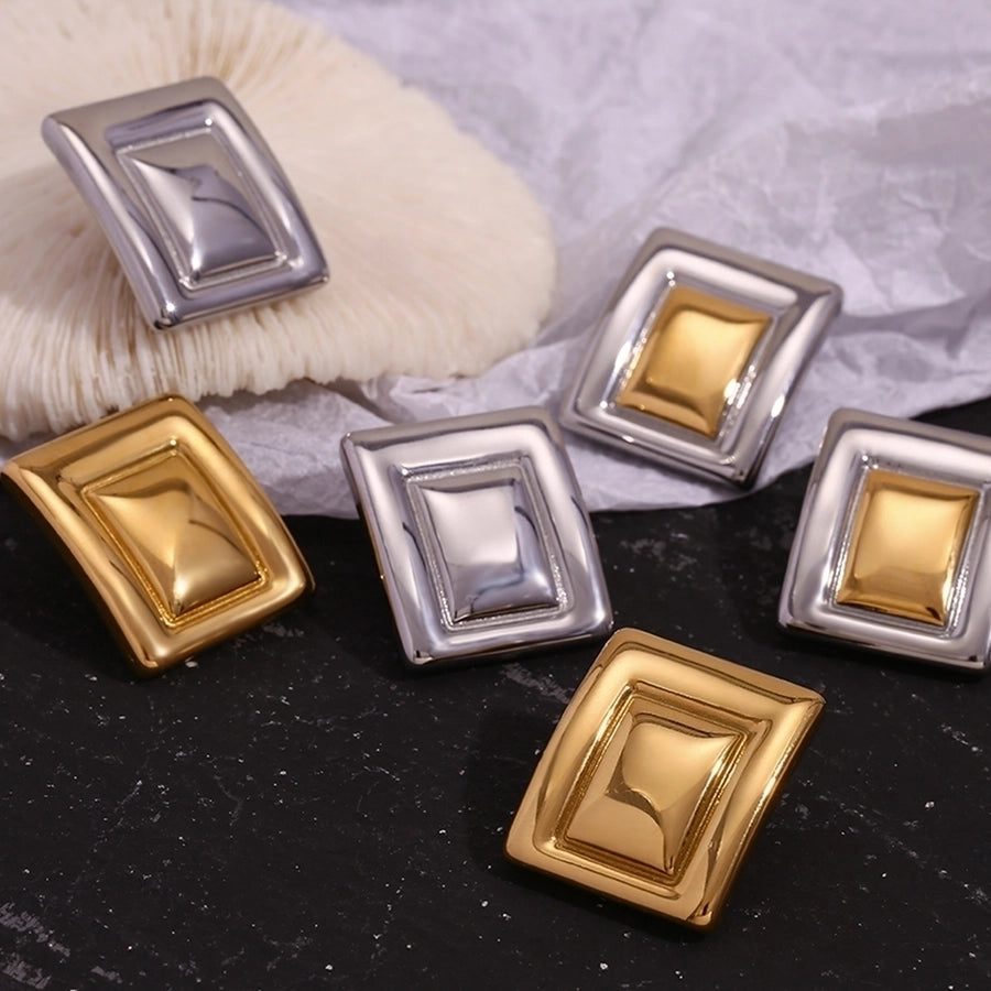 1 Pair Simple Style Classic Style Solid Color Plating 304 Stainless Steel 18K Gold Plated Ear Studs