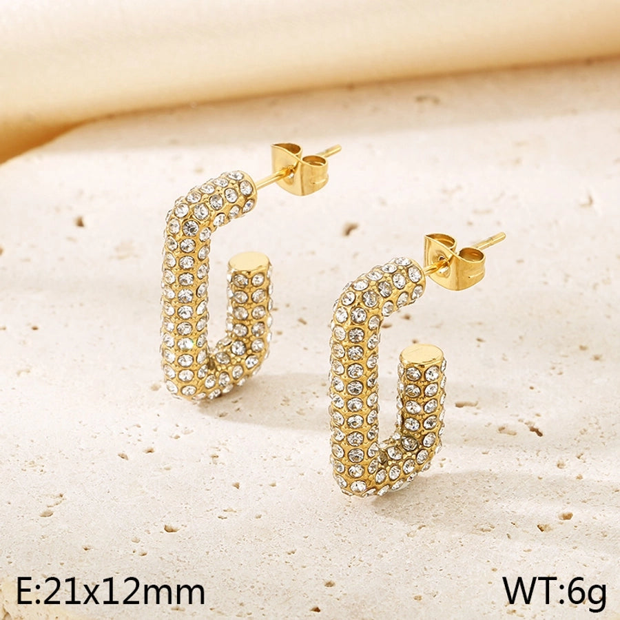 1 Pair Elegant Vintage Style Streetwear Geometric 304 Stainless Steel 18K Gold Plated Earrings