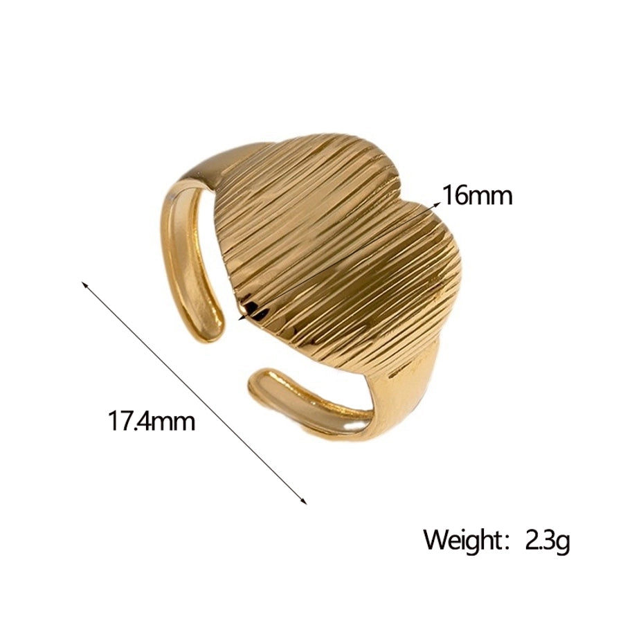 Jewelry IG Style Cute Simple Style Heart Shape 304 Stainless Steel 18K Gold Plated Open Rings