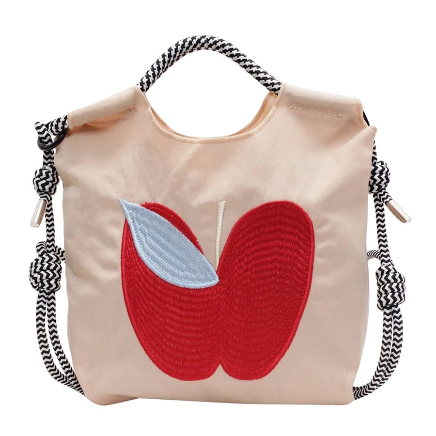 Women's Small Nylon Apple Streetwear Embroidery Square Open Tote Bag