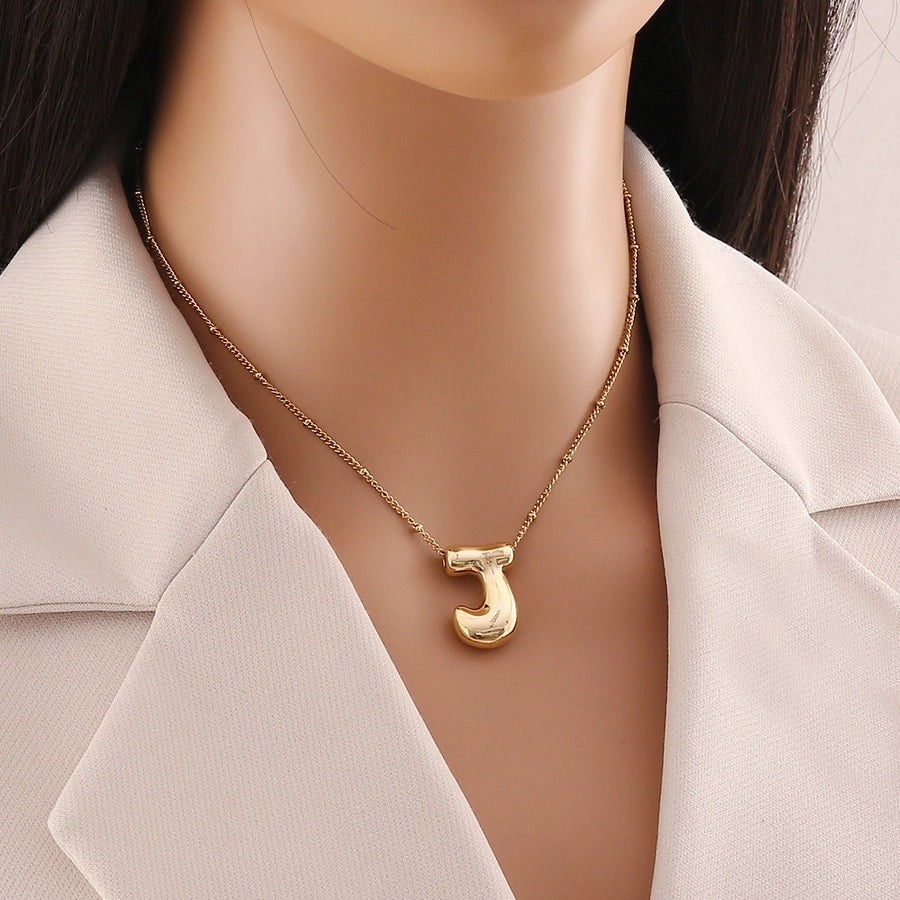 304 Stainless Steel Copper 18K Gold Plated Simple Style Commute letter Pendant Necklace