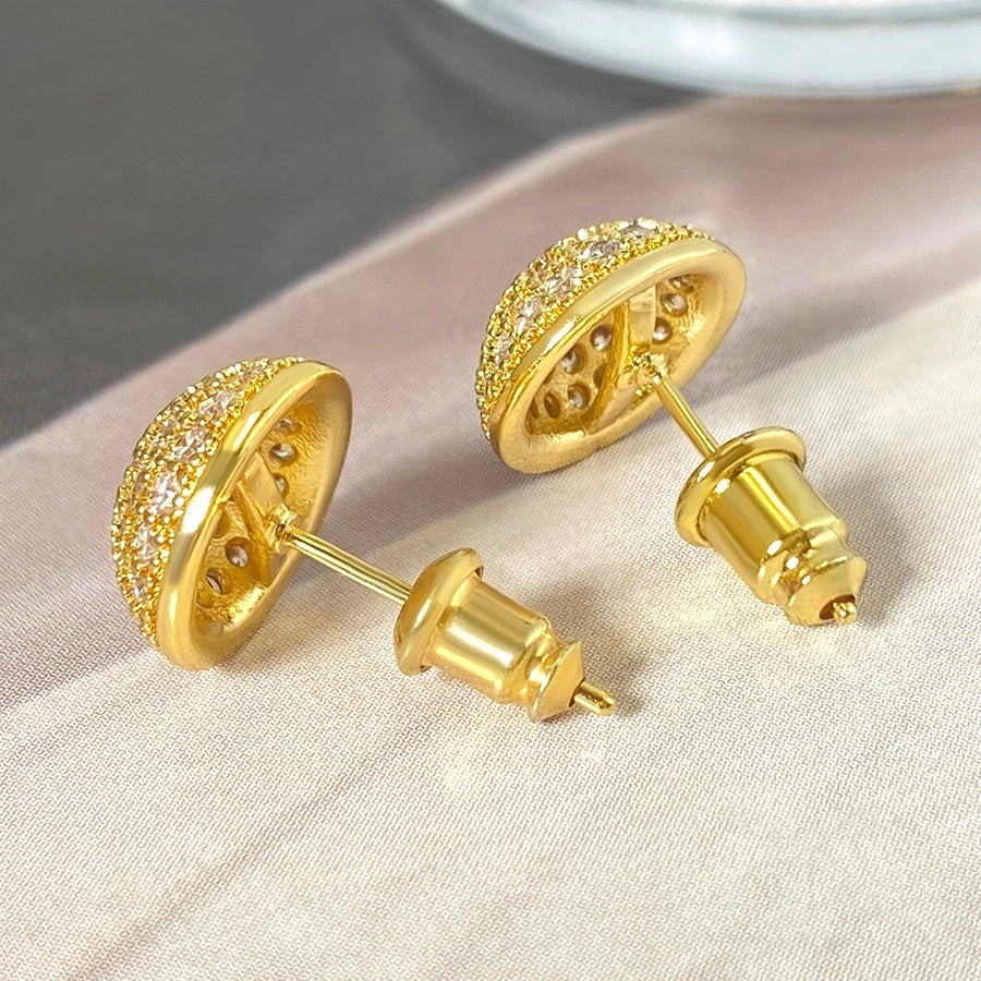 1 Pair IG Style Modern Style Simple Style Round Inlay Copper Pearl Zircon Ear Studs