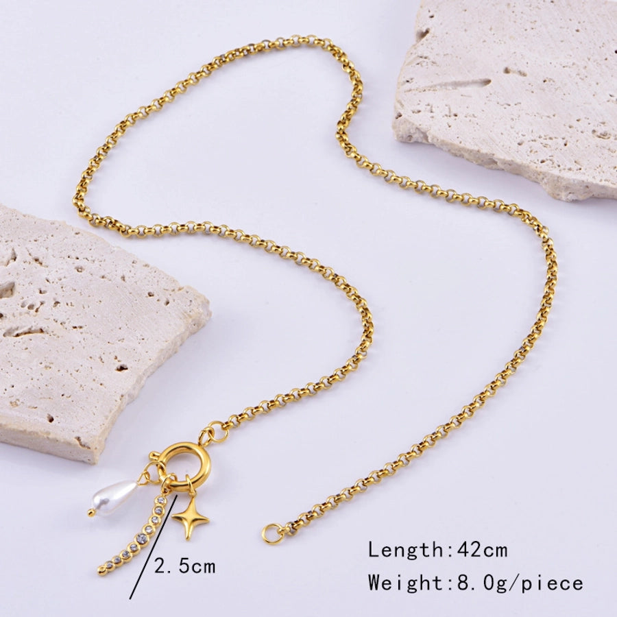 Jewelry IG Style Classic Style Star Titanium Steel Plating Pendant Necklace