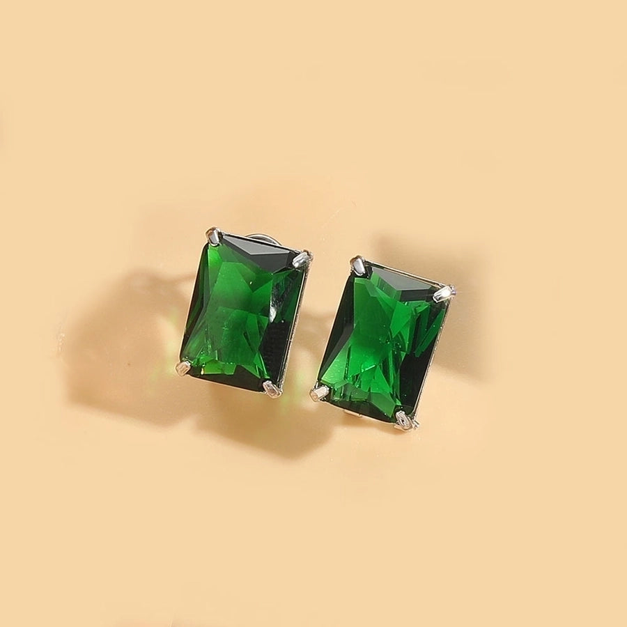 1 Pair Vintage Style Simple Style Commute Square Inlay Copper Zircon 14K Gold Plated Ear Studs