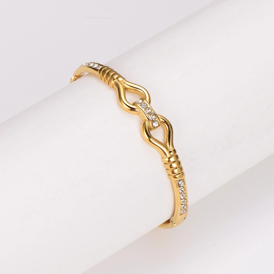 Simple Style Solid Color 304 Stainless Steel 18K Gold Plated Zircon Stainless Steel Bracelets In Bulk