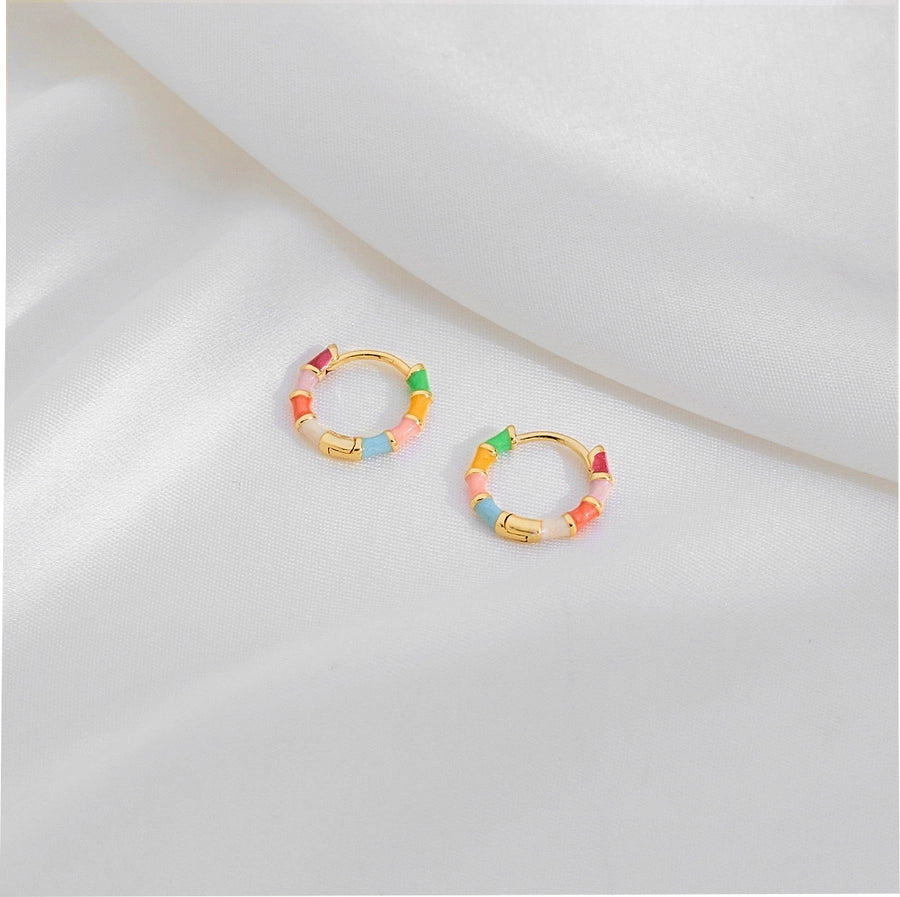 1 Pair Casual Simple Style Commute Circle Round Painted Epoxy Copper Earrings