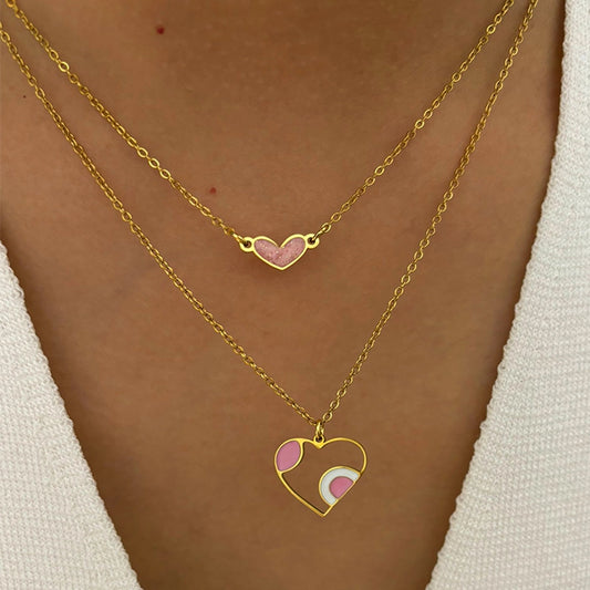 Jewelry Simple Style Heart Shape 316L Stainless Steel  18K Gold Plated Irregular Pendant Necklace