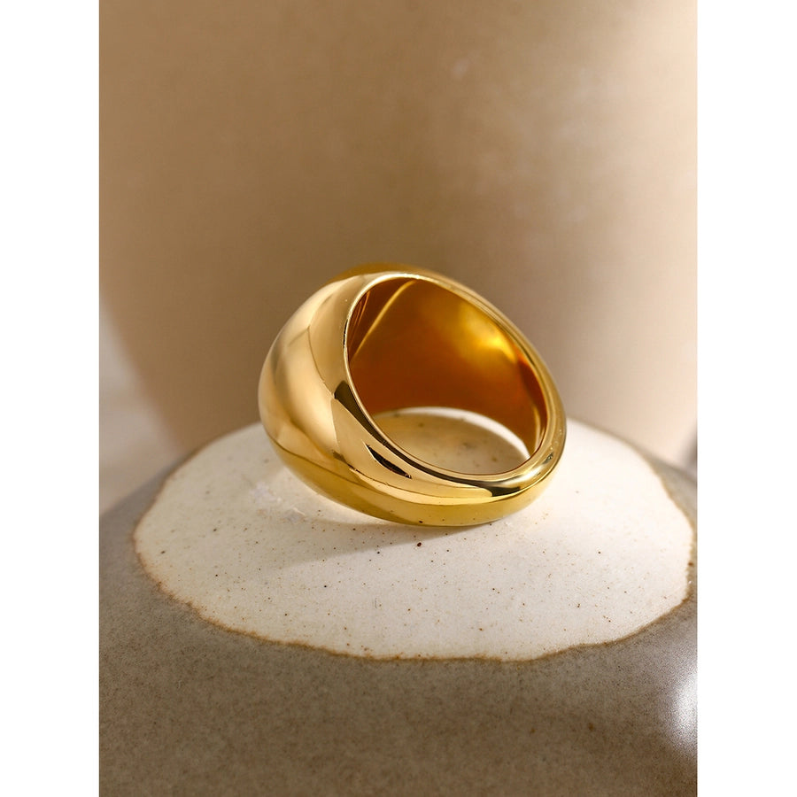 Jewelry IG Style Solid Color 304 Stainless Steel 18K Gold Plated Rings