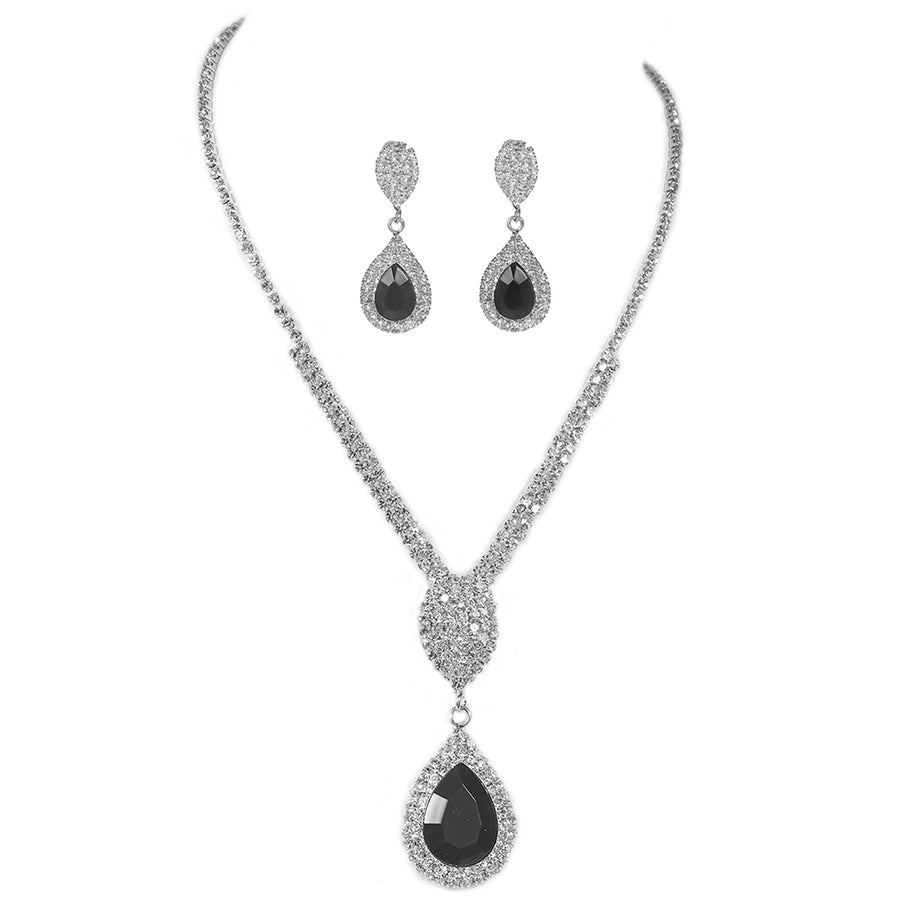 Rhinestone Copper Water Droplets Jewelry Set - CEJEW