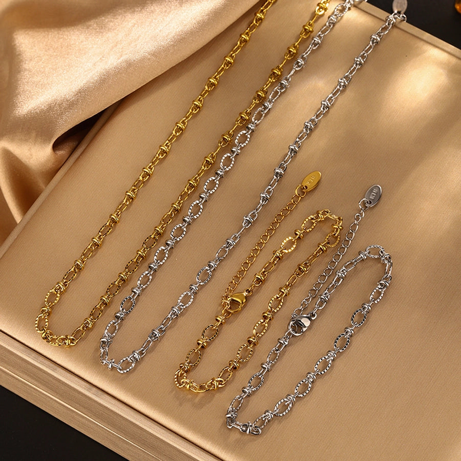 Jewelry Casual Simple Style Commute Solid Color 304 Stainless Steel 18K Gold Plated Jewelry Set