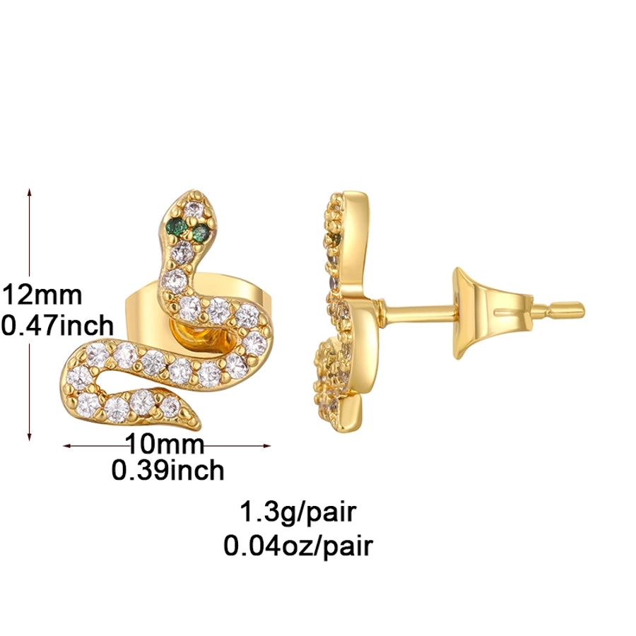 1 pair classic style snake plating inlay copper zircon white gold plated gold plated ear cuffs