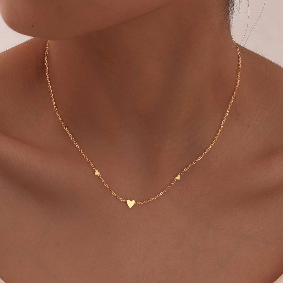 Jewelry IG Style Heart Shape 201 Stainless Steel 18K Gold Plated Necklace