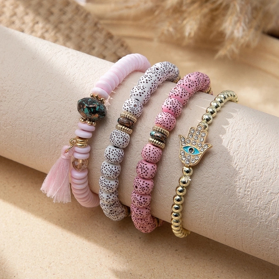 bohemian geometric mixed materials beaded artificial pearls shell bracelets