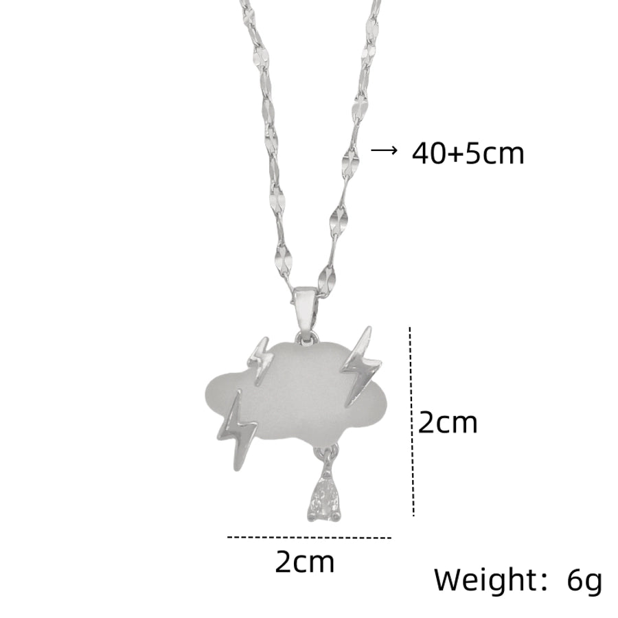 201 Stainless Steel Gold Plated Silver Plated Inlay Clouds Resin Zircon Pendant Necklace