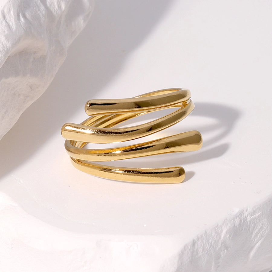 Jewelry IG Style Modern Style Simple Style Geometric Lines 304 Stainless Steel 18K Gold Plated Open Rings