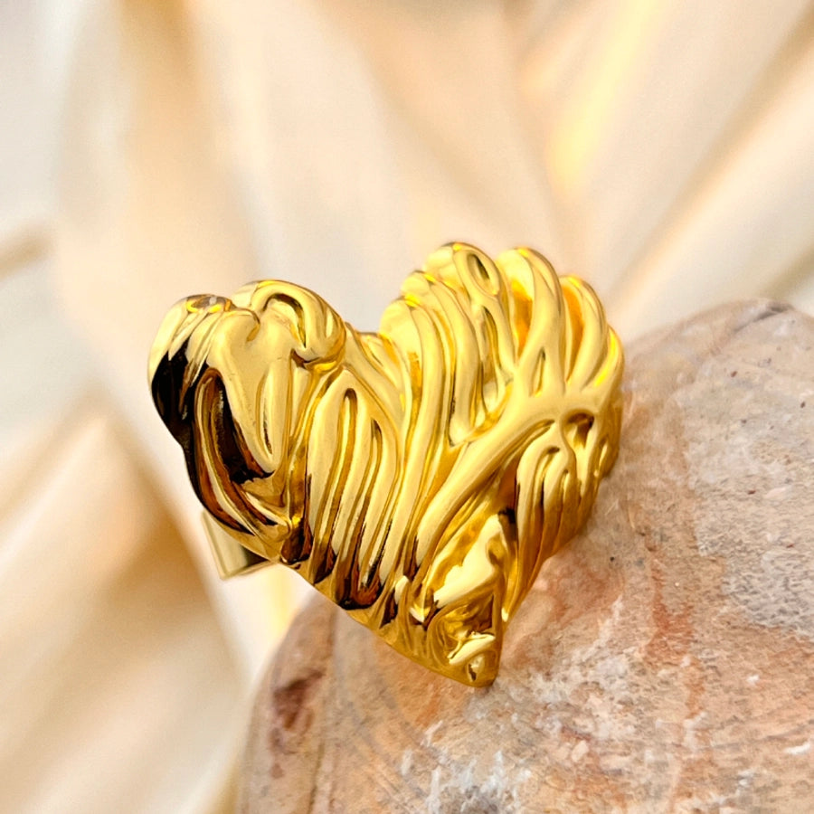 Jewelry Retro Heart Shape 304 Stainless Steel 18K Gold Plated Plating Open Rings