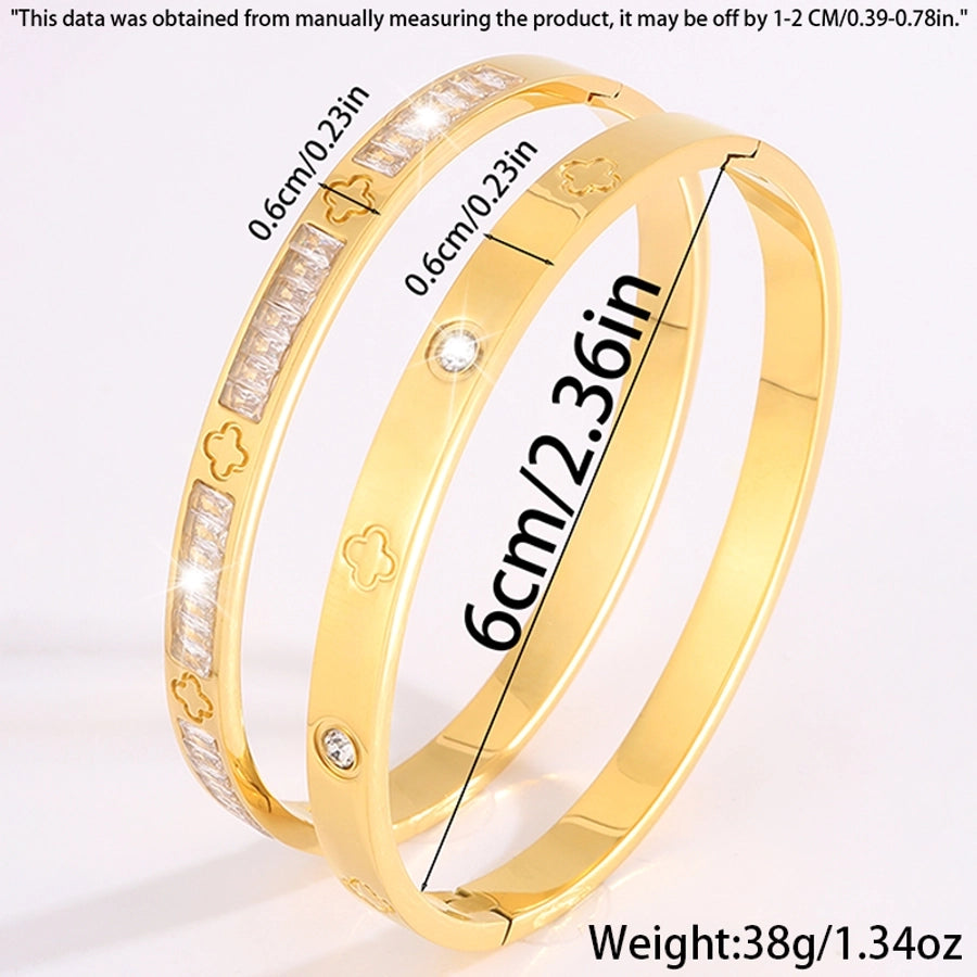 Elegant French Style Classic Style Solid Color 304 Stainless Steel Bangle In Bulk - CEJEW