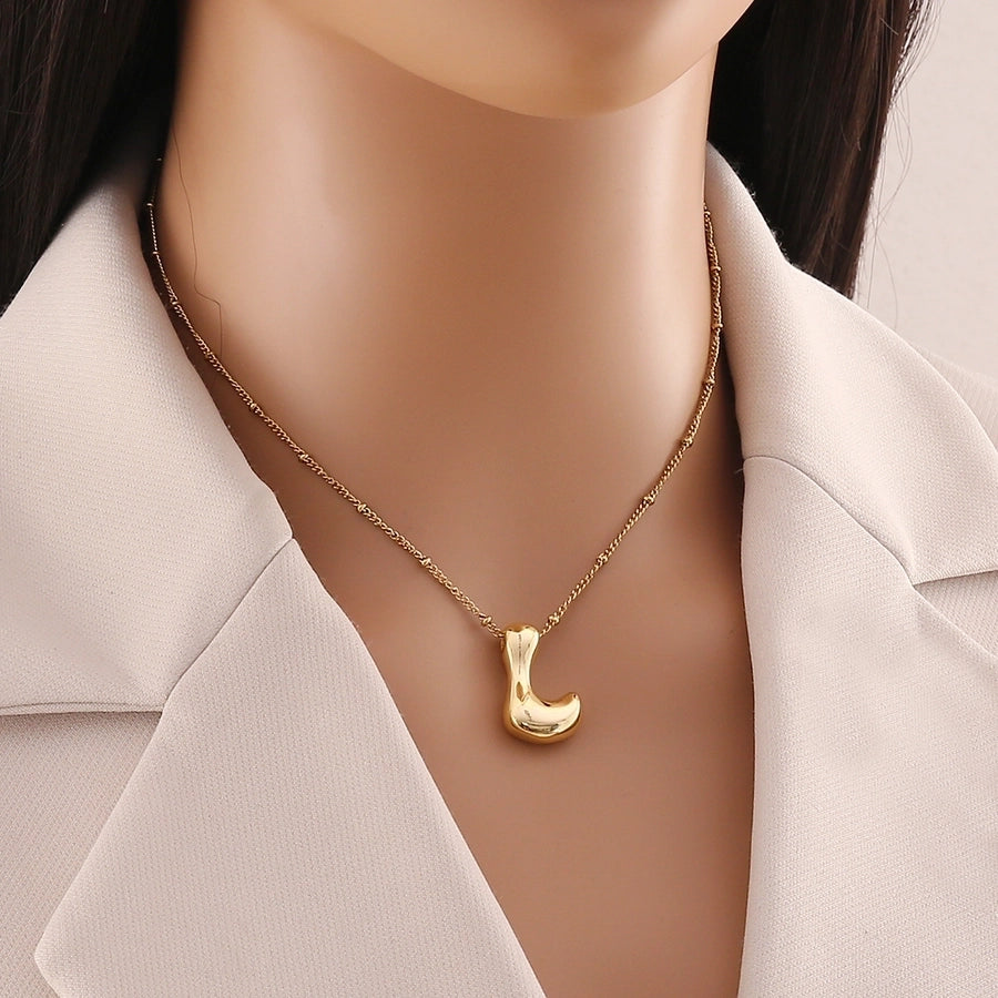 304 Stainless Steel Copper 18K Gold Plated Simple Style Commute letter Pendant Necklace