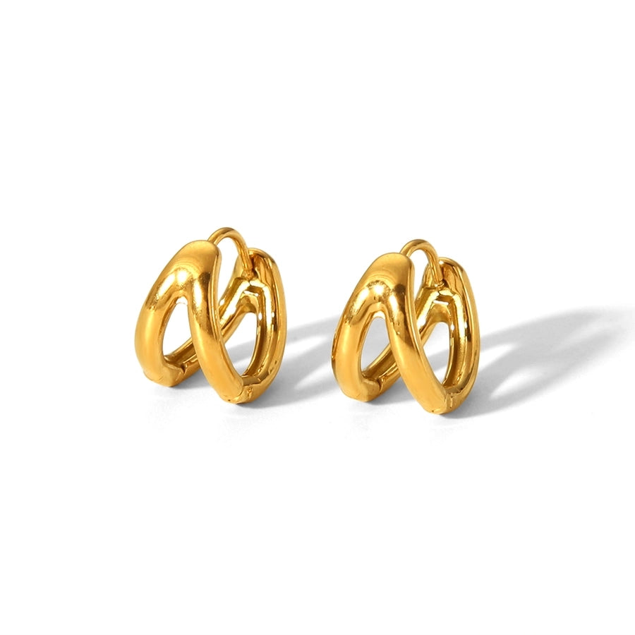 1 Pair Basic Classic Style Geometric Polishing Plating 304 Stainless Steel 18K Gold Plated Earrings