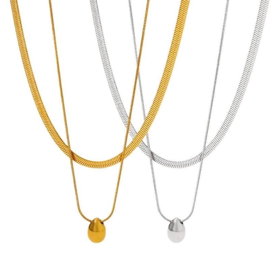 Jewelry Casual Simple Style Water Droplets 304 Stainless Steel 18K Gold Plated Polishing Plating Double Layer Necklaces