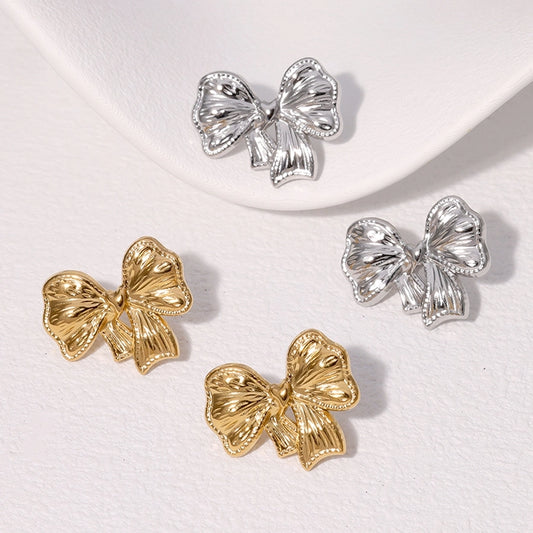 1 Pair IG Style Modern Style Simple Style Bow Knot 304 Stainless Steel 18K Gold Plated Ear Studs