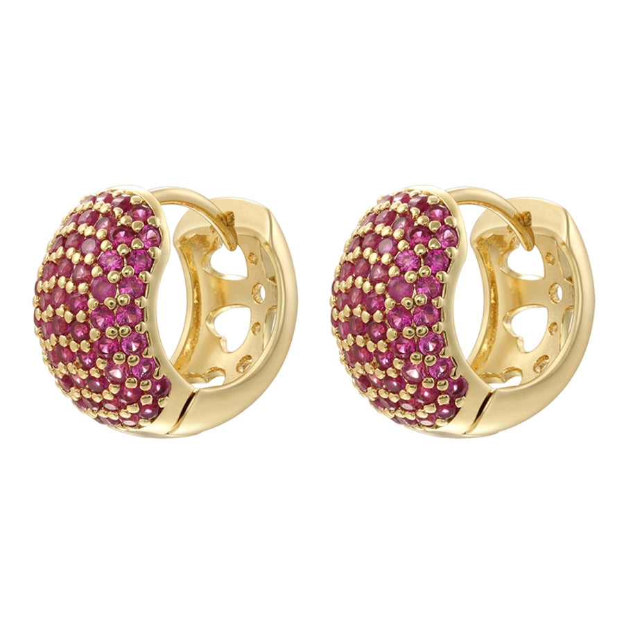 1 Pair Elegant Round Plating Inlay Copper Zircon 18K Gold Plated Earrings