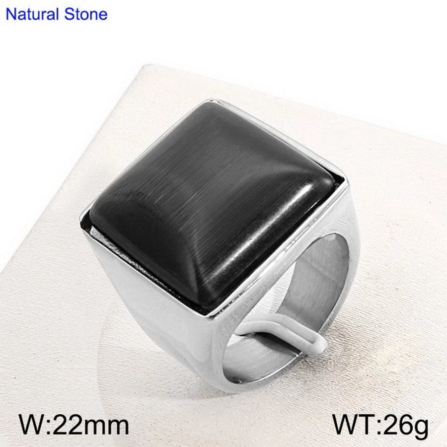 Jewelry Vintage Style Geometric Square Stainless Steel 18K Gold Plated Plating Rings