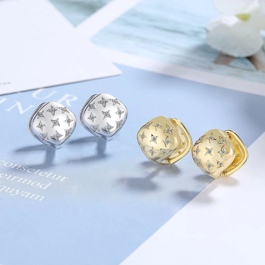 1 Pair Simple Style Star Plating Inlay Copper Zircon Earrings