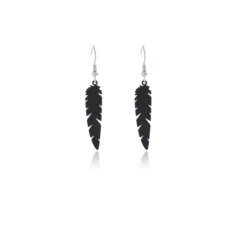 1 Pair Retro Feather Copper Drop Earrings