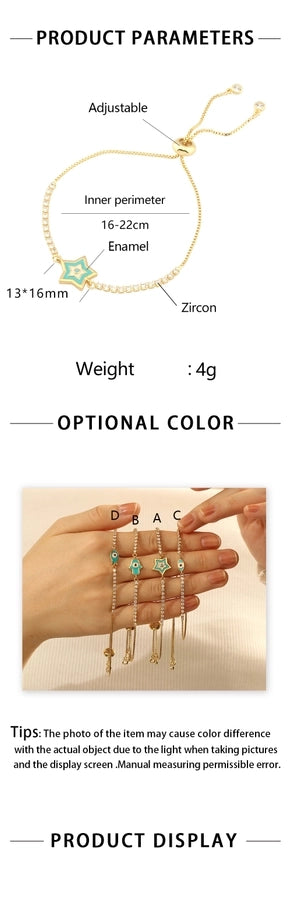 Copper 18K Gold Plated IG Style Casual Simple Style Palm Eye Fish Enamel Inlay Zircon Bracelets