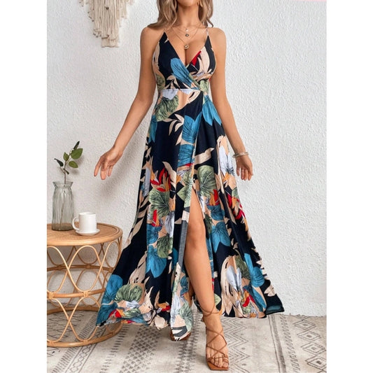 Women's Strap Dress Streetwear Strap Sleeveless Multicolor Maxi Long Dress Holiday