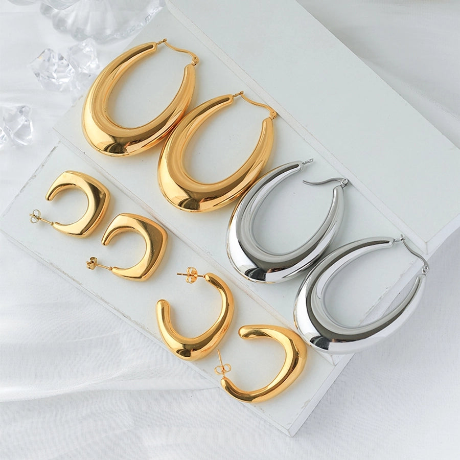 1 Pair Casual IG Style C Shape 304 Stainless Steel 14K Gold Plated Ear Studs