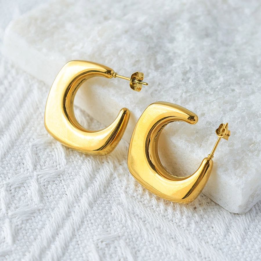 1 Pair Casual IG Style C Shape 304 Stainless Steel 14K Gold Plated Ear Studs