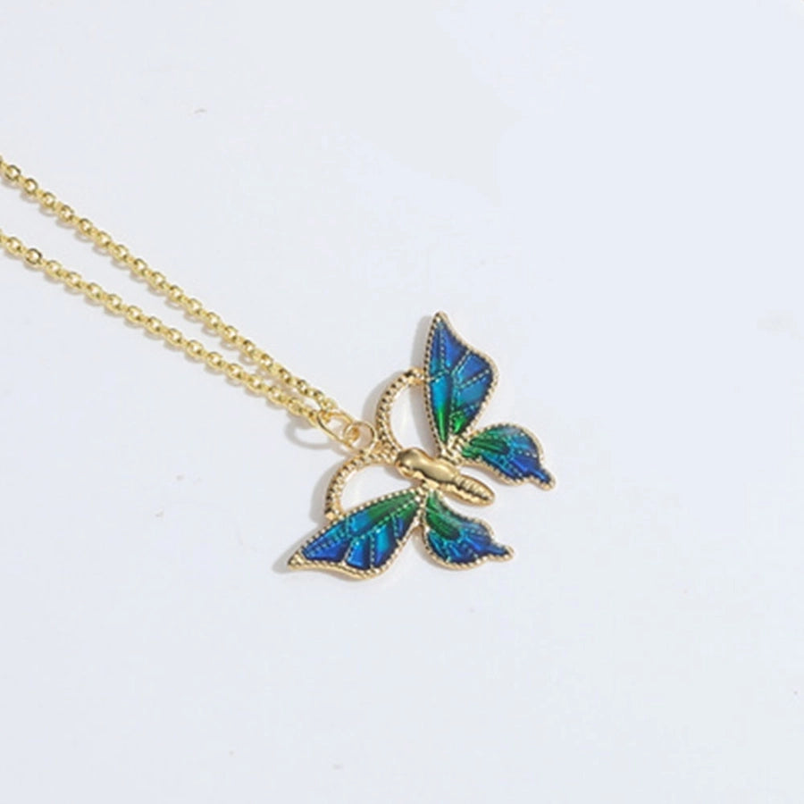 Copper 14K Gold Plated Butterfly Pendant Necklace