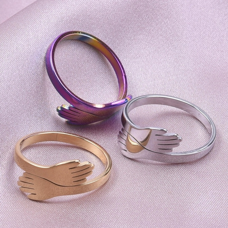 Jewelry Commute Palm 304 Stainless Steel 18K Gold Plated Polishing Rings - CEJEW