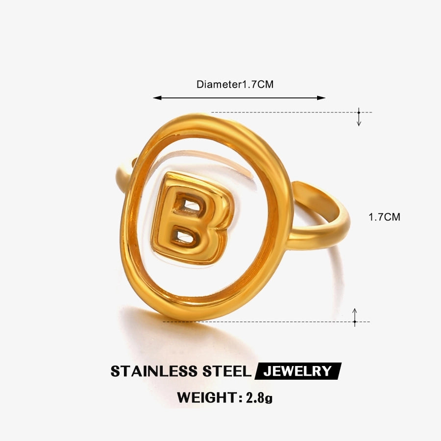 Jewelry Vintage Style Simple Style Letter 304 Stainless Steel Resin 18K Gold Plated Open Rings