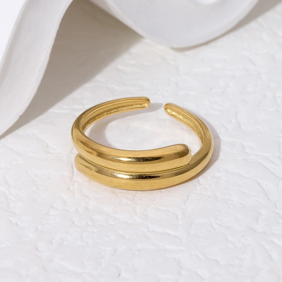 Jewelry Simple Style Classic Style Korean Style Lines 304 Stainless Steel 18K Gold Plated Open Rings