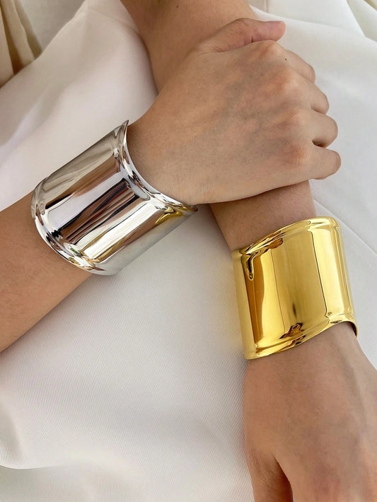 Exaggerated Simple Style Cool Style Square 304 Stainless Steel 18K Gold Plated Bangle In Bulk