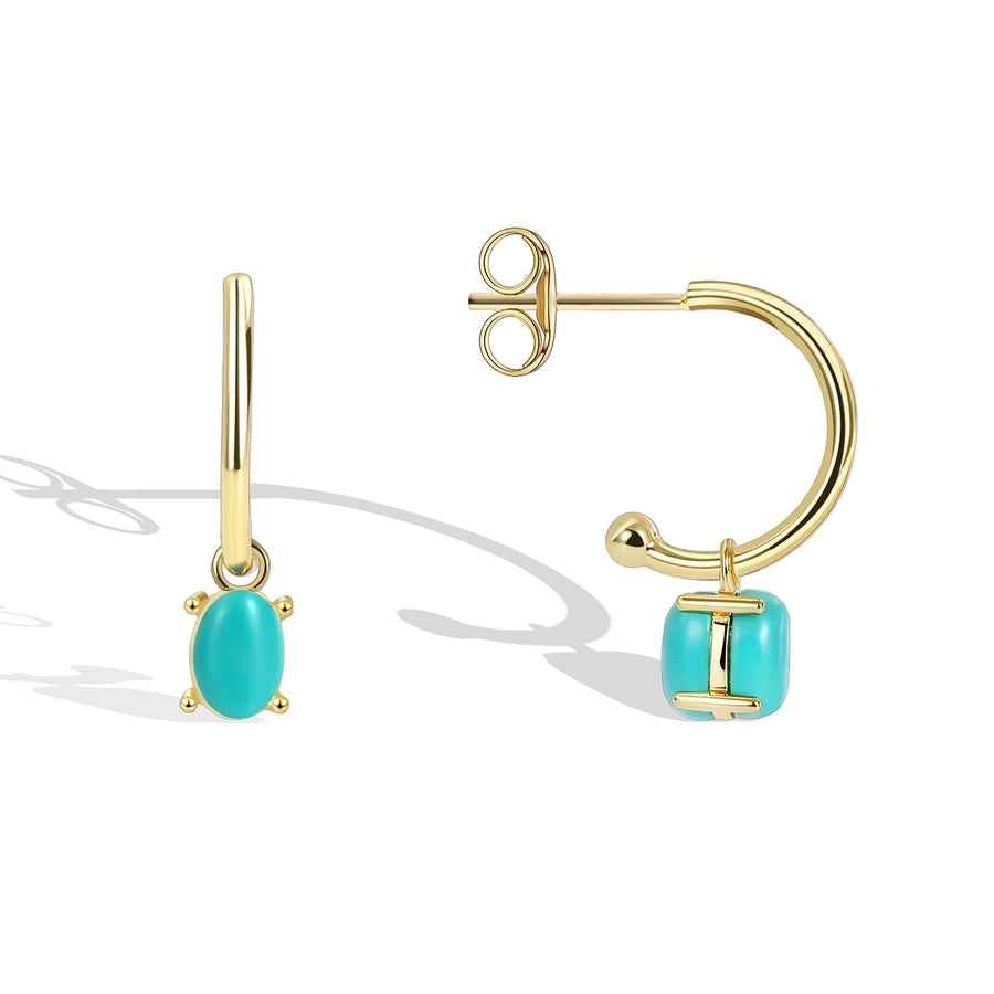 1 Pair Elegant Vacation Bohemian Geometric Square Water Droplets Inlay Brass Turquoise Zircon 18K Gold Plated Drop Earrings