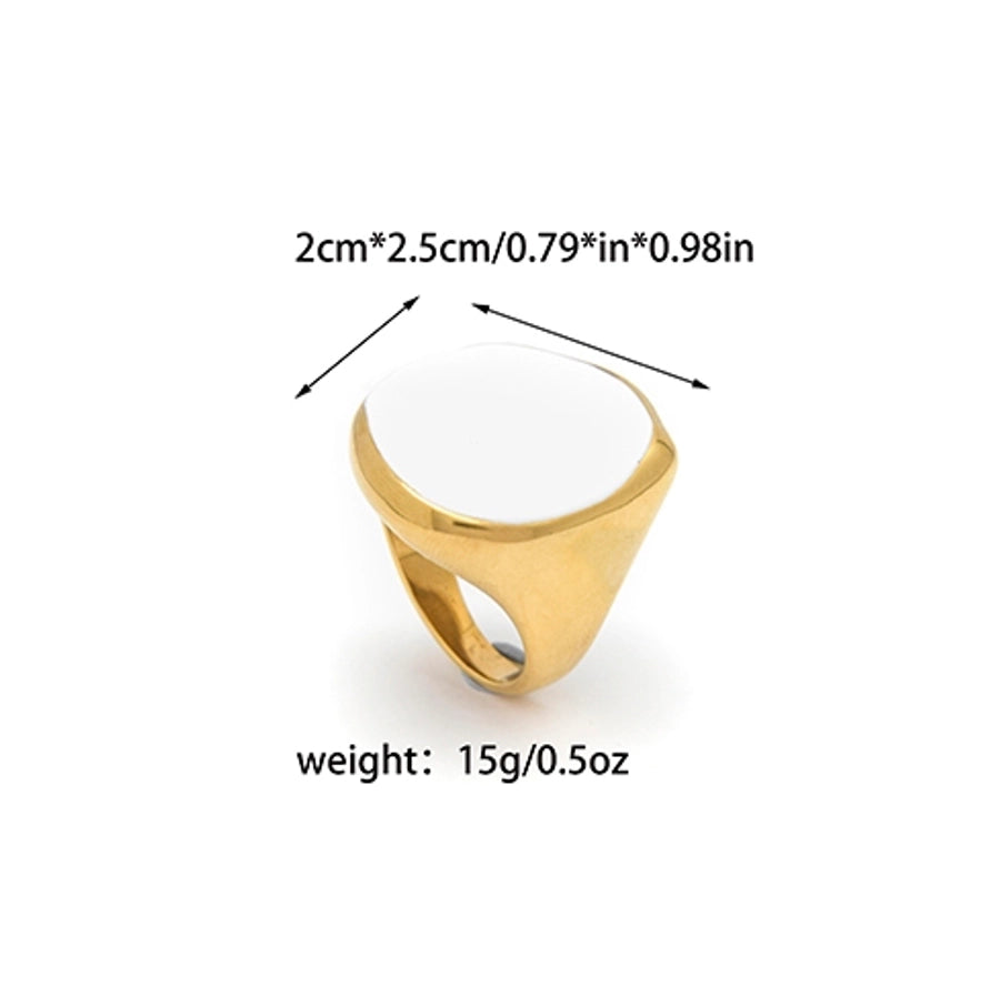 Jewelry Casual Simple Style Commute Geometric 304 Stainless Steel Artificial Pearls 14K Gold Plated Enamel Plating Inlay Rings