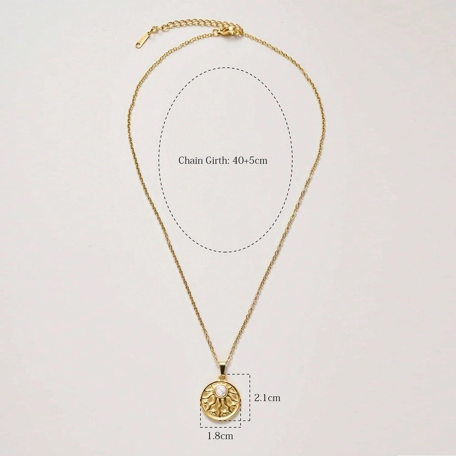 Jewelry Vintage Style IG Style Round Star Heart Shape 304 Stainless Steel Natural Stone 18K Gold Plated Inlay Stainless Steel Necklaces - CEJEW