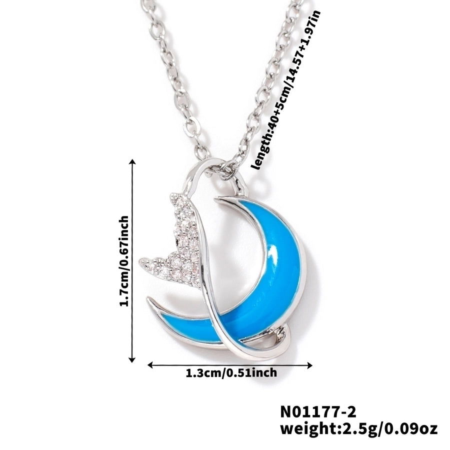 304 Stainless Steel Copper K Gold Plated Rhodium Plated Plating Inlay Starry Sky Solid Color Zircon Pendant Necklace