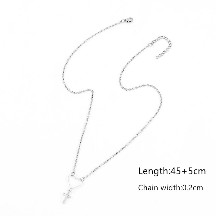 Jewelry Elegant Simple Style Classic Style Cross Heart Shape 201 Stainless Steel Copper Stainless Steel Necklaces