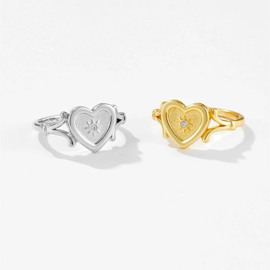 Copper 18K Gold Plated White Gold Plated Heart Shape Rings