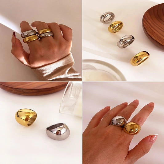 Jewelry IG Style Nordic Style Geometric 316L Stainless Steel  18K Gold Plated Rings