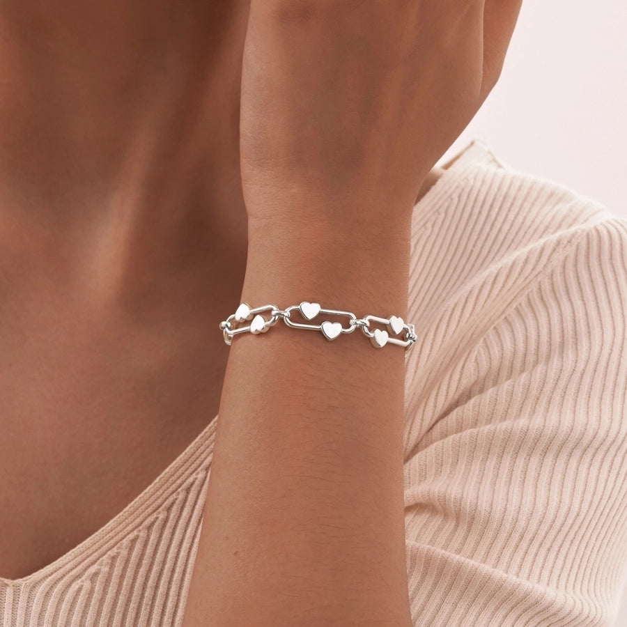 Simple Style Heart Shape 201 Stainless Steel Silver Plated Bracelets In Bulk