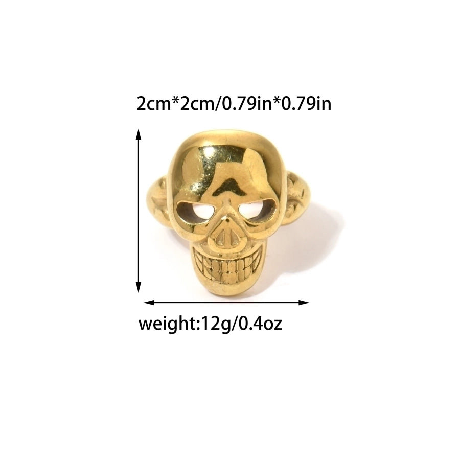 Jewelry Hip-Hop Punk Roman Style Snake Skull 304 Stainless Steel Zircon 14K Gold Plated Inlay Rings