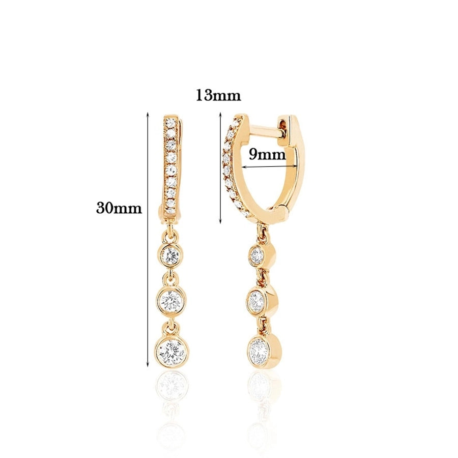 1 Pair IG Style Elegant Geometric Copper Zircon 24K Gold Plated Hoop Earrings Drop Earrings Ear Studs